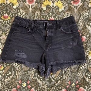 Cut off Black Distressed Denim Shorts